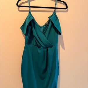 Lulu's Teal Ruffle Mini Dress